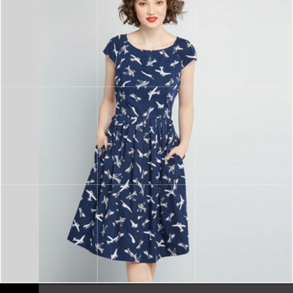 Modcloth Emily and Fin Airplane Dress XXS